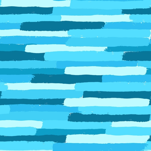 Painted Pattern in shades of blue Horizontal brush strokes composition Distress texture Vector painted background