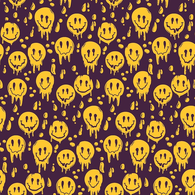Vector painted psycho distorted emoticon pattern template