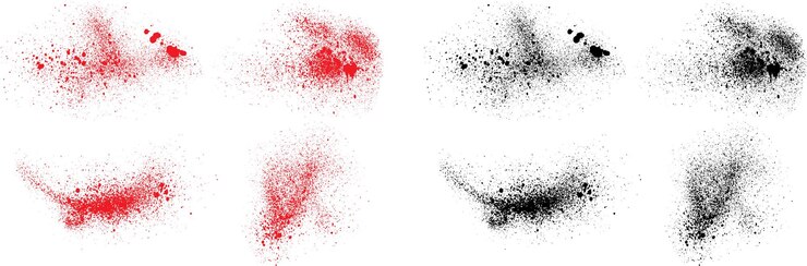 Vector painted splatter red white and black color banner brush stroke background set paint brush stroke