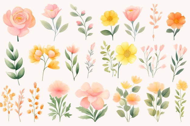 Painted watercolor flowers