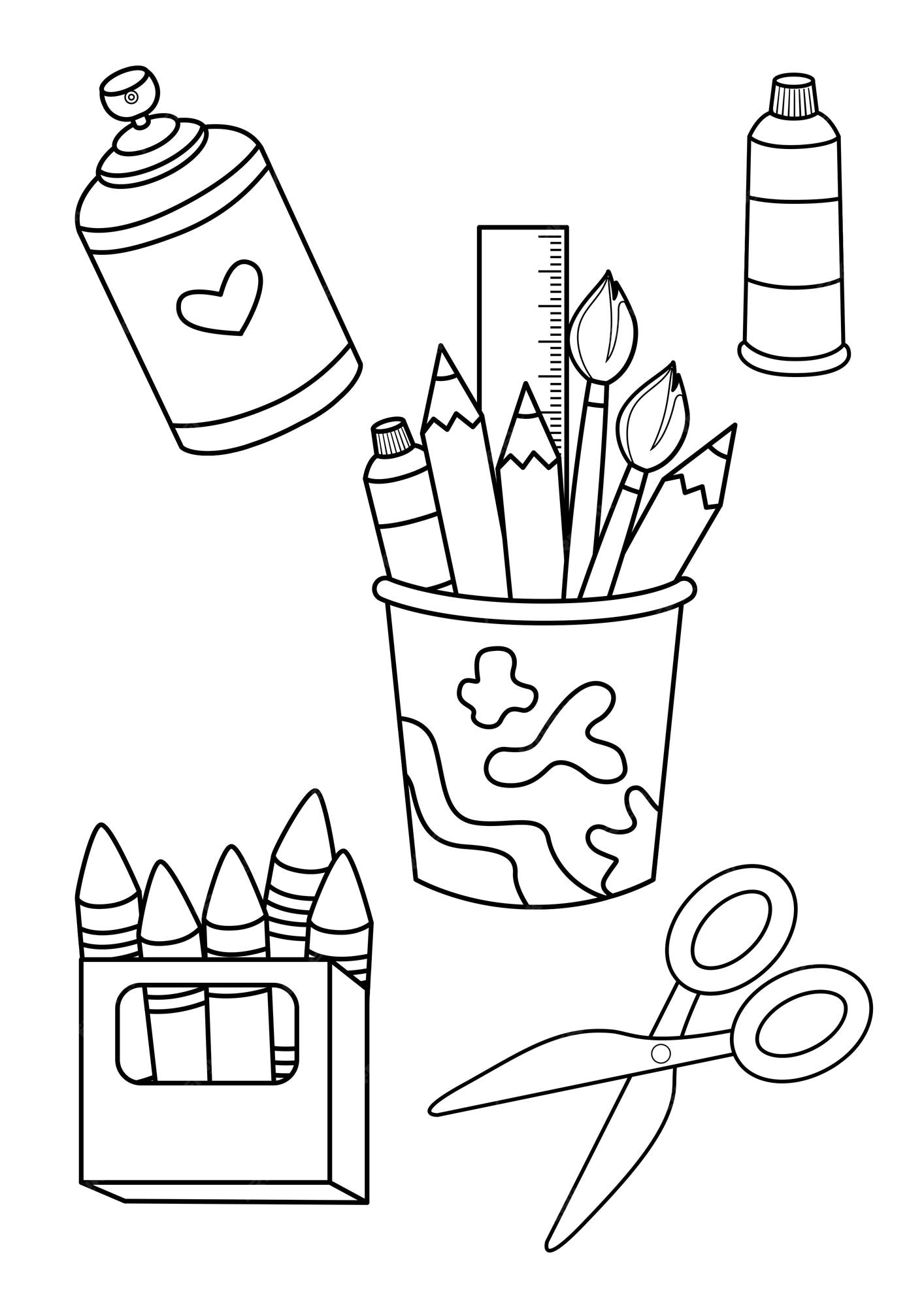 Premium Vector  Painting activity tools coloring pages a4 for kids and  adult