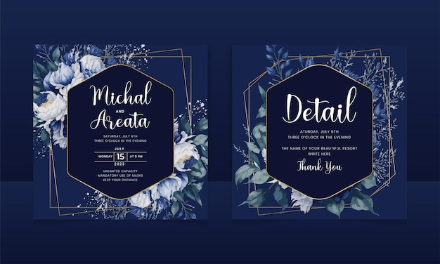 Vector painting beautiful watercolor floral of wedding invitation templates