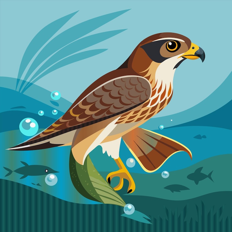 Vector a painting of a bird that is on a water background