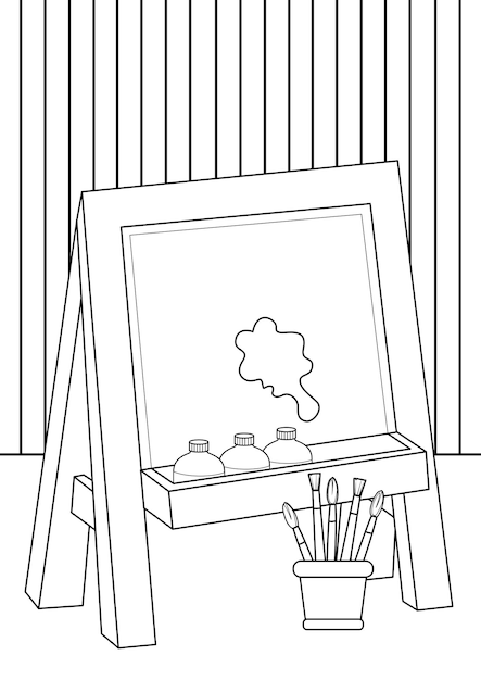 Vector painting board coloring pages a4 for kids and adult