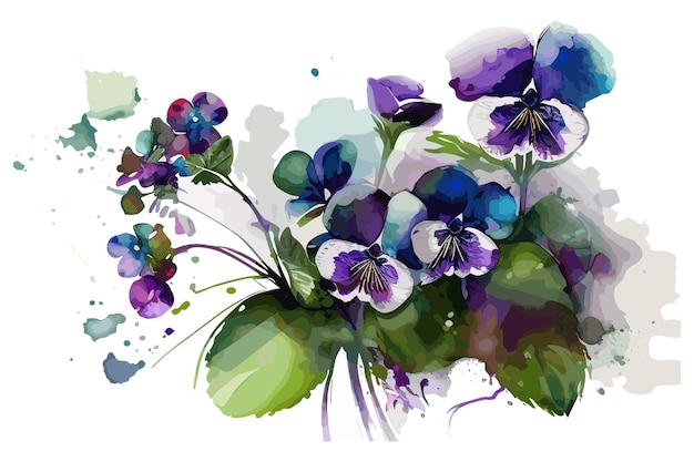 A painting of a bouquet of pansies.