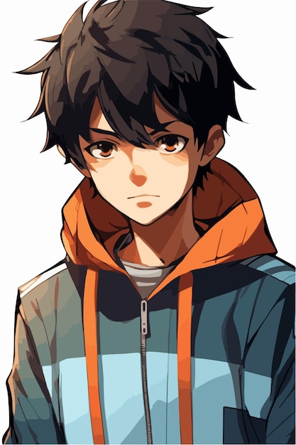 A painting of a boy Anime style Vector illustration digital brush