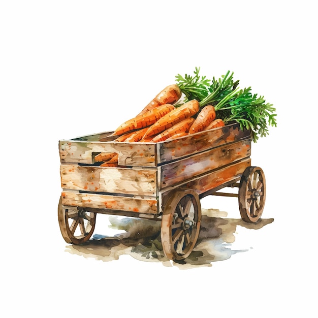 Painting of a cart full of carrots