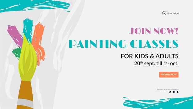 Vector painting classes landscape banner design template