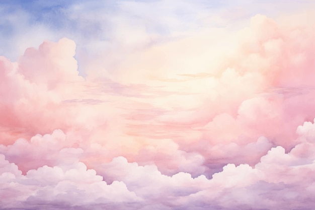 Vector a painting of clouds with pink and blue colors.