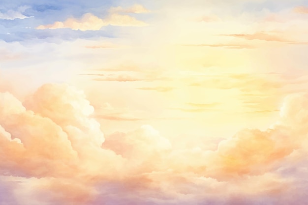 Картина с изображением облаков, сквозь которые светит солнце.