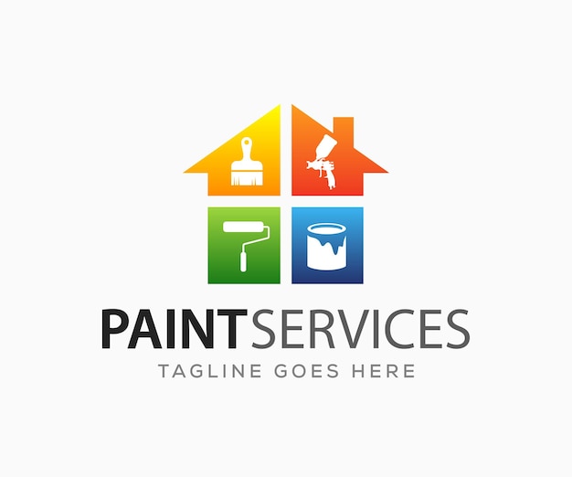 Painting And Decorating Paint Work And House Painting Logo Design Template