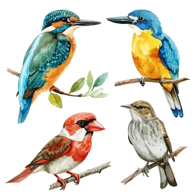 Vector painting featuring birds
