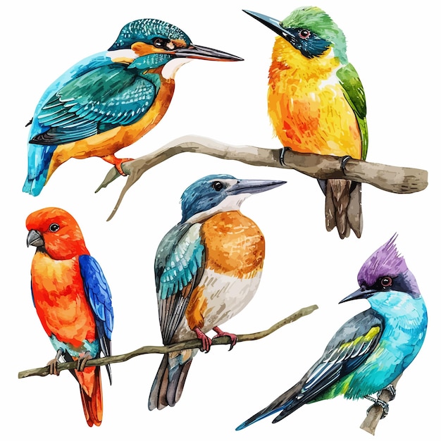 Vector painting featuring birds