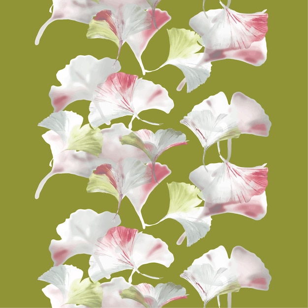 A painting of a flower with the pink and white colors.