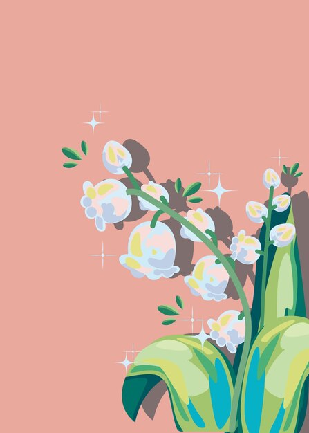 Vector a painting of flowers and plants with a pink background