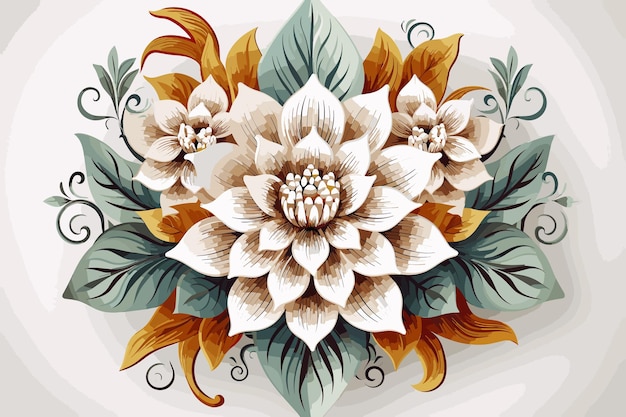 A painting of flowers on a white background and vector art design