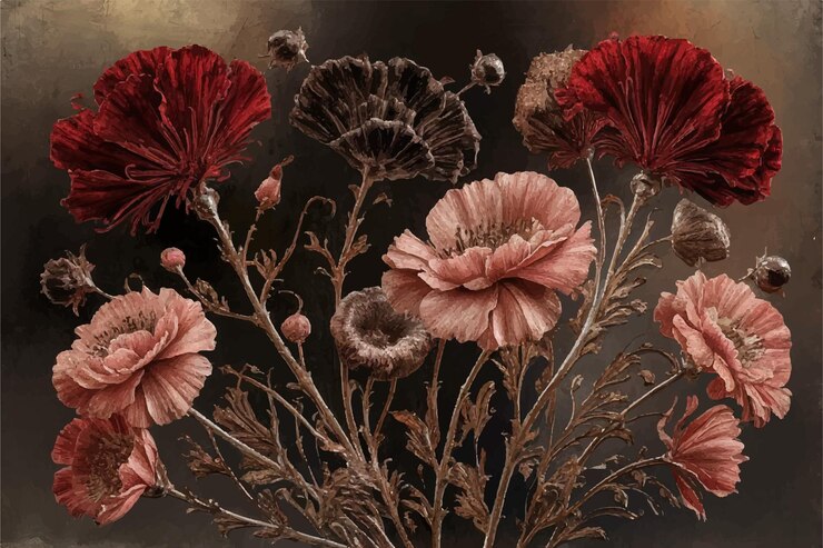 Vector a painting of flowers with the word pink on it