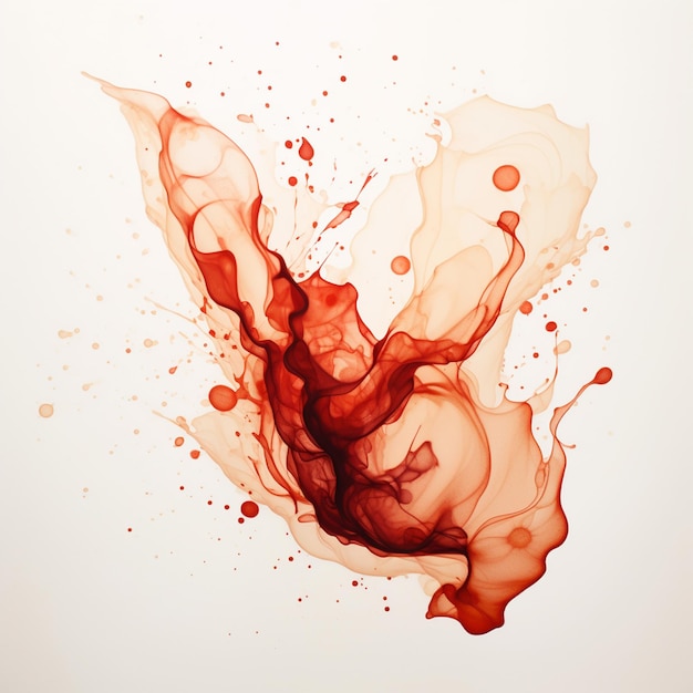 a painting of a flying red and orange splashes of liquid