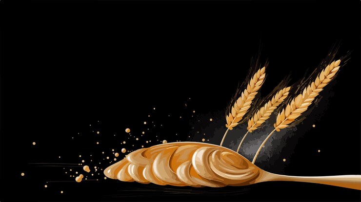 Vector a painting of golden wheat being blown by the wind