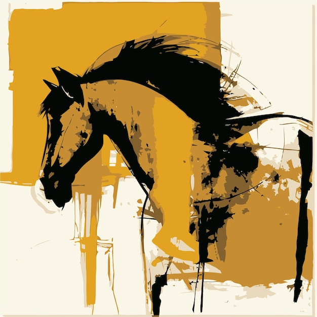 A painting of a horse with a black mane and tail.
