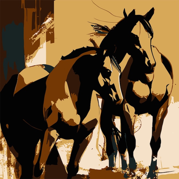 Vettore un dipinto di un cavallo con una faccia bianca e un naso nero.