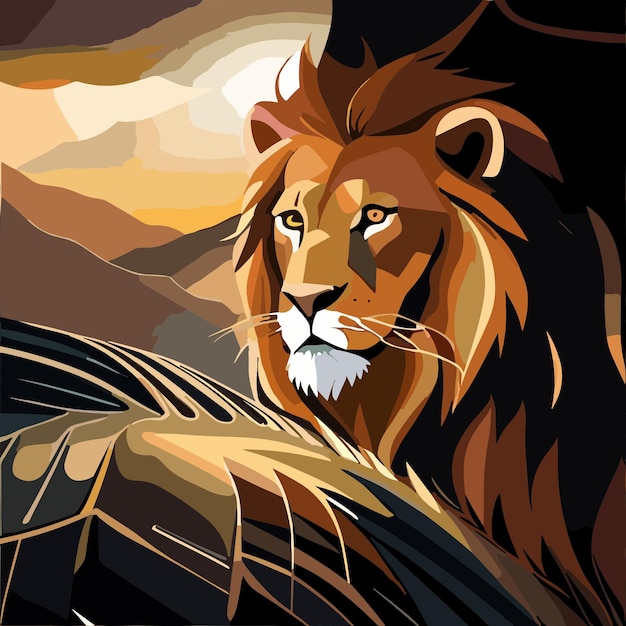painting lion on vector