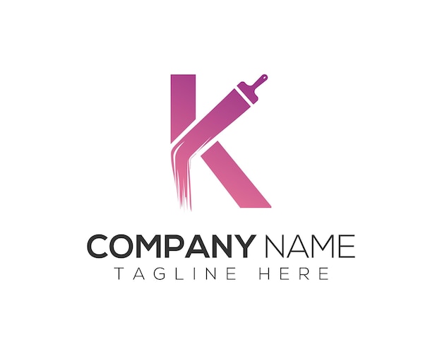 Vettore modello di pittura del logo con disegno vettoriale letter k premium