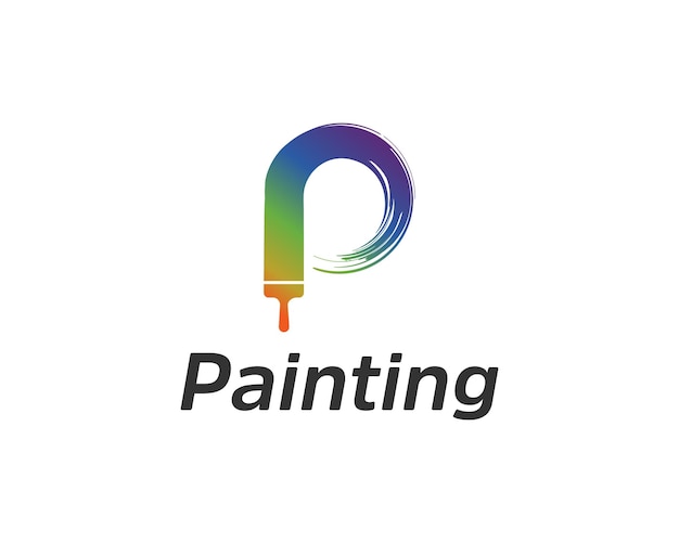 Painting Logo Template With Letter P Premium Vector Design