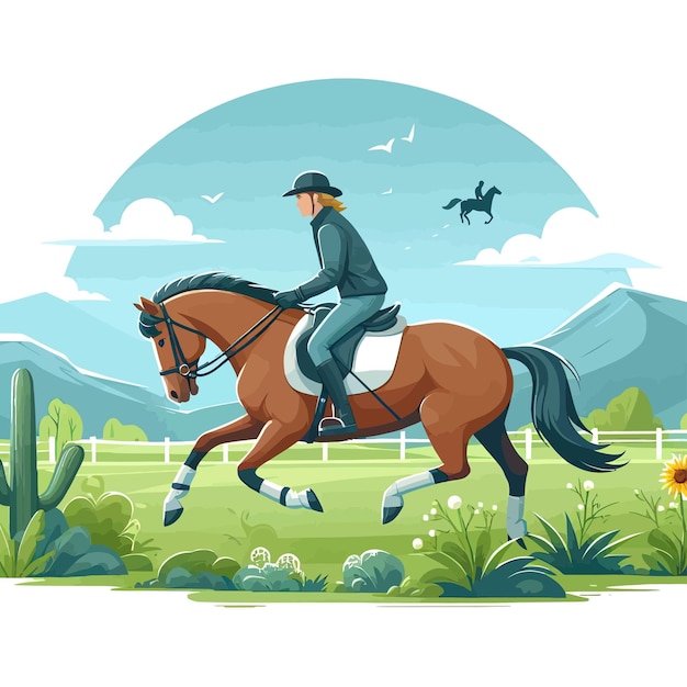 Vector a painting of a man on a horse with a bird flying in the background