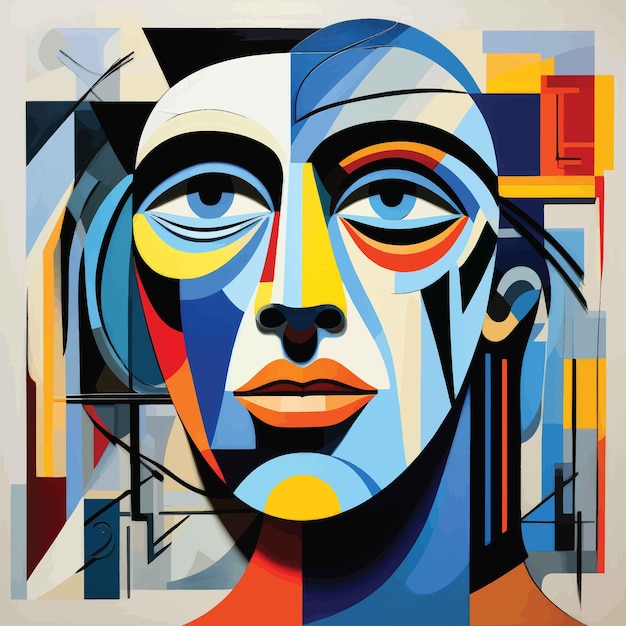 Vector a painting of a man with a blue and yellow face is shown