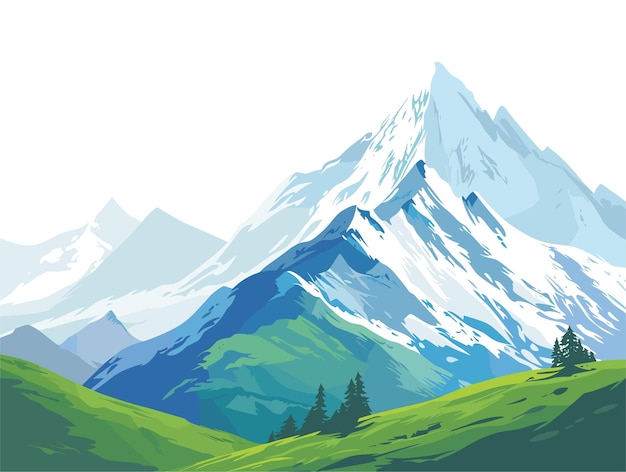 Vector a painting of a mountain with a mountain in the background