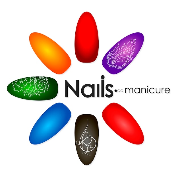 Vector painting and nail care design for nail salon