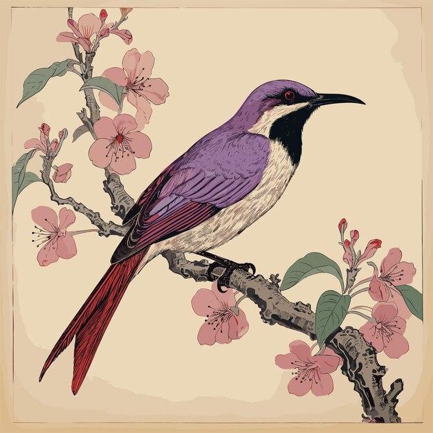 벡터 나무 가지 에 앉아 있는 새 의 그림 beautibul bird 그림