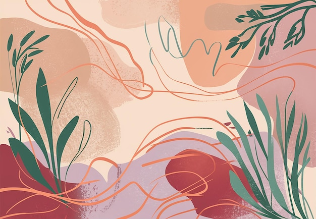 Vector a painting of plants with pink and orange colors