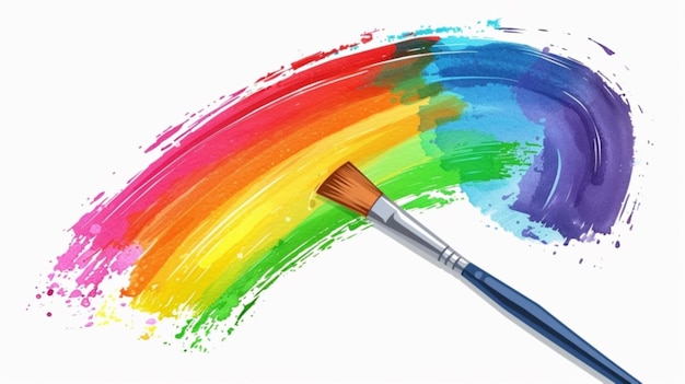 Vettore un dipinto di un arcobaleno da parte di una persona