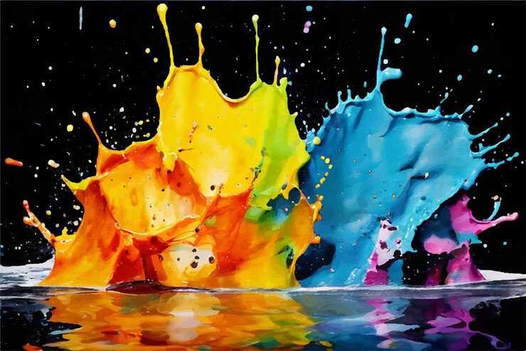 Vector a painting of a rainbow colored water splash and the words  the artist  on it
