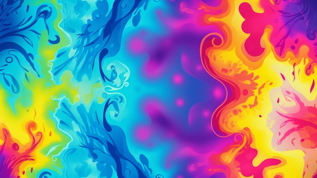 Vector a painting of a rainbow colored wave with the title  the blue