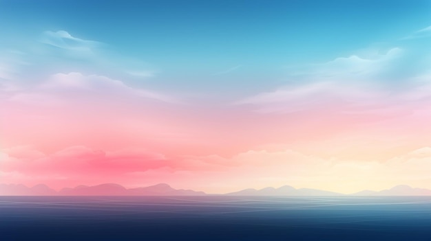 Vector a painting of a sunset with mountains in the background