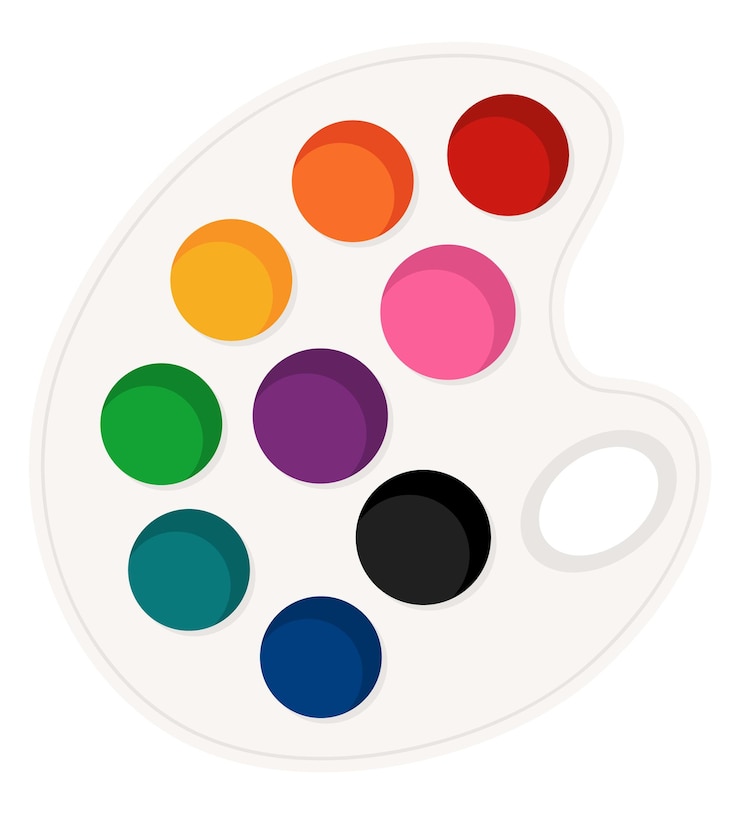 Vector painting tool cartoon illustration drawing creative material for workshop design painter art equipment artistic decorative element of art supplie