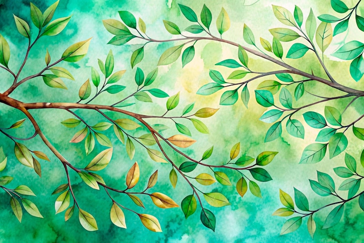 Vector a painting of a tree with colorful leaves and the word autumn