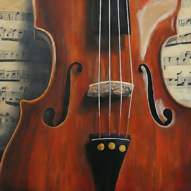 バイオリンと楽器の絵画