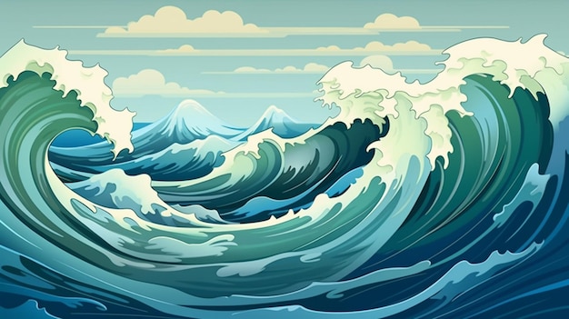 Vector a painting of a wave that is called the sea