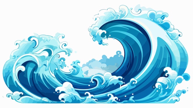 Vector a painting of a wave with the ocean in the background