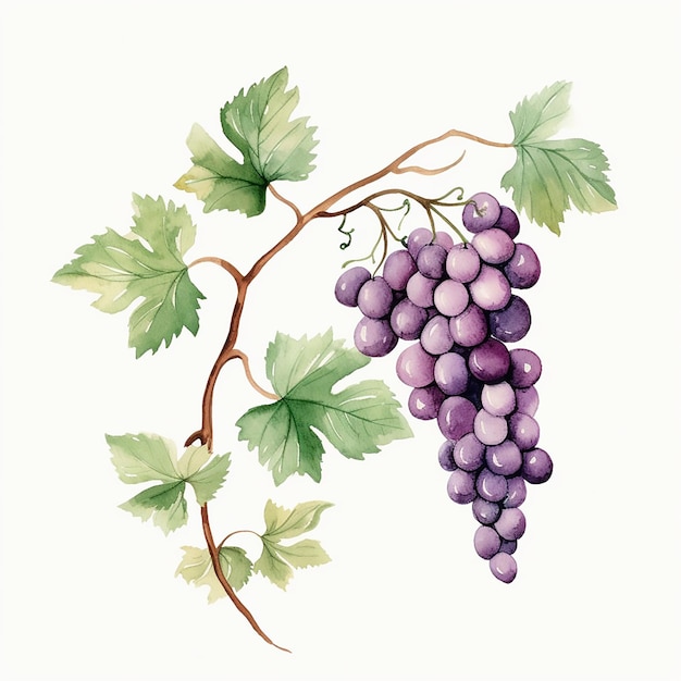 painting wine juicy ornament watercolor winery harvest purple vineyard crop vine juice ripe grap