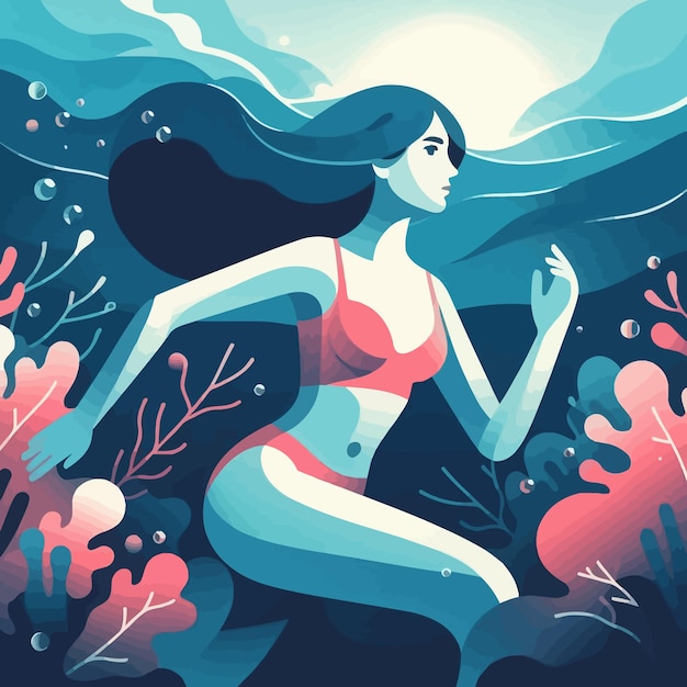 Vector a painting of a woman in a bikini and the words quot the sea quot