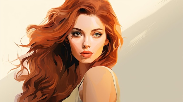 Vector a painting of a woman with red hair and a red hair