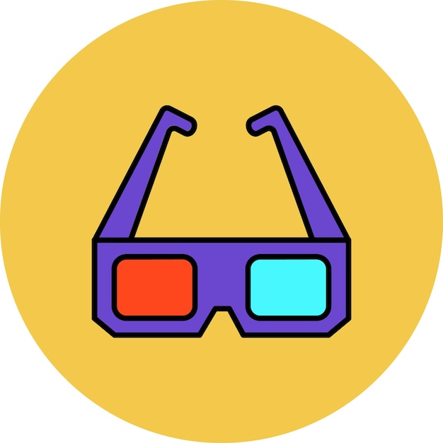 a pair of 3d glasses with a yellow background