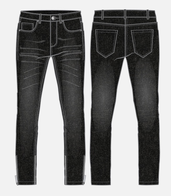 Vector a pair of black jeans with a white stripe on the front.