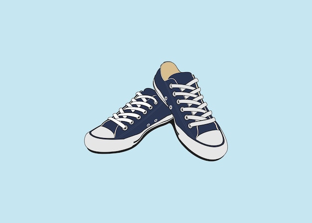 Vector a pair of blue converse shoes on a blue background