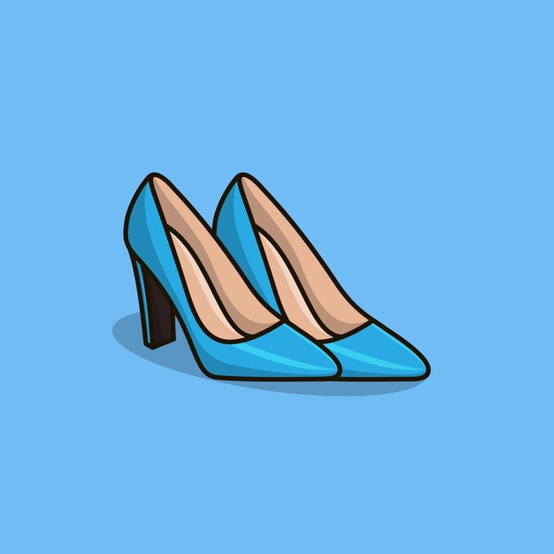 A pair of blue women's high-heeled shoes vector icon illustration. Beauty and fashion, High heel,